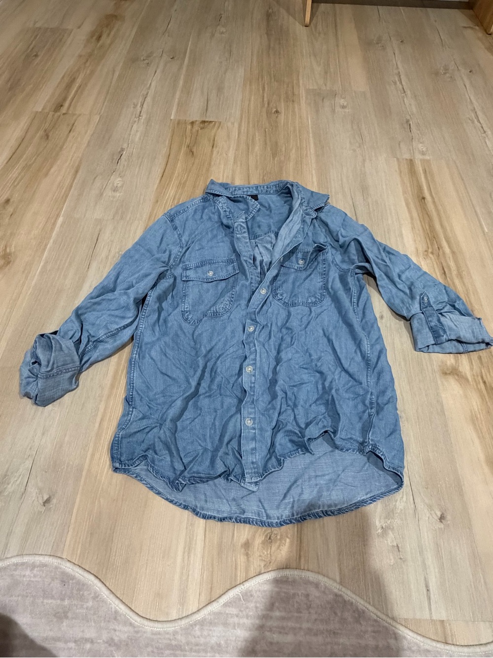 Light Blue Denim Button-Up Shirt - Casual Shirt